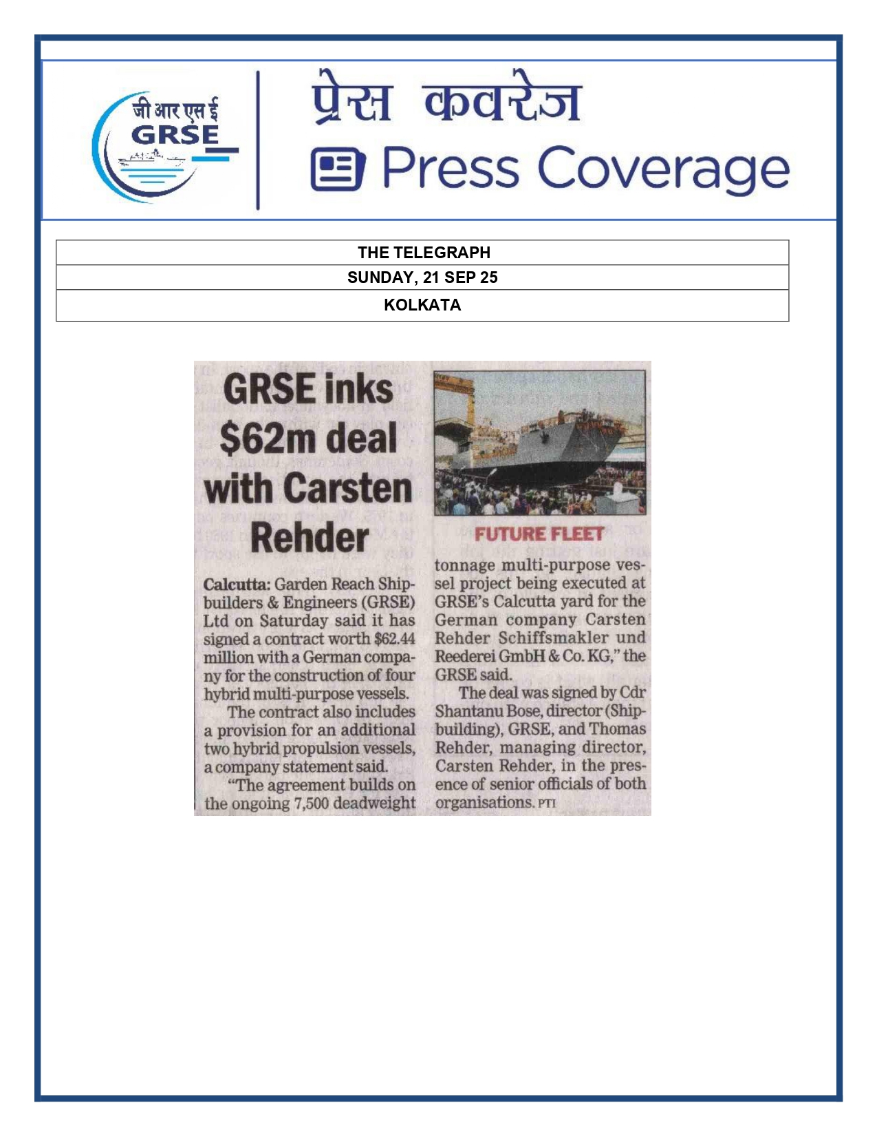 Press Coverage : 20 Sept 25: THE TELERAPH  